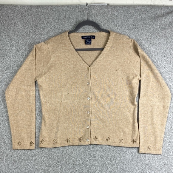 Vintage Eagle’s Eye angora cardigan with beading spun silk wool pointelle - Picture 2 of 10